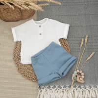 Комплект рубашка+шорты "Муслин", серо-голубой, лето