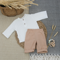 Комплект рубашка для мальчика+брюки "Муслин", песочный, лето